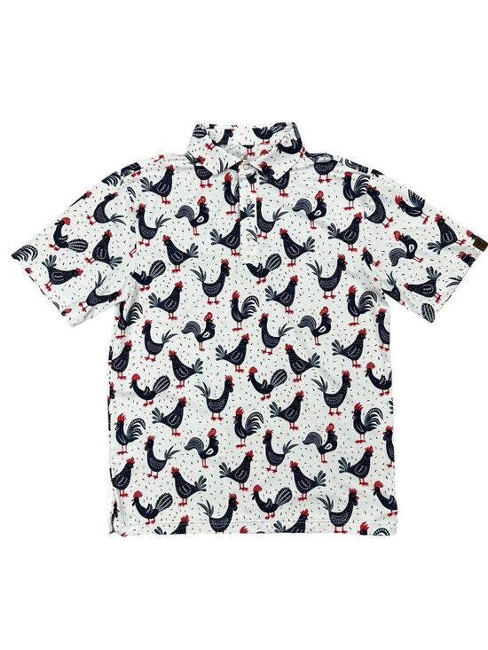 Iron Oak Other - Iron Oak Rooster Western Golf Pearl Snap Polo White Red — Medium